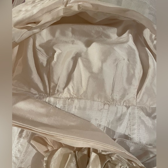 Ivory Wedding Dress 8 Silk 1 Shoulder Pleats Front & Back Sides Designer NWT - Picture 12 of 15